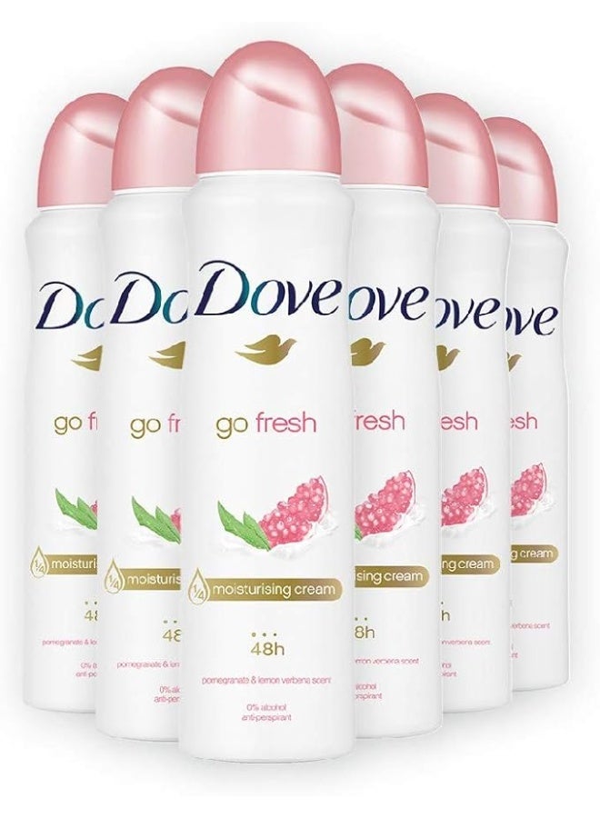 Dove Deodorant Go Fresh Pomegranate & lemon Verbena Scent Antiperspirant 250ml Can (6 Cans) - Image 1